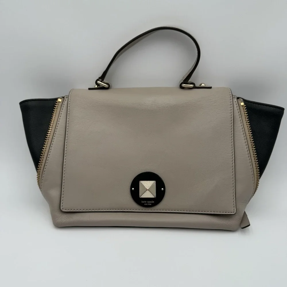 Kate Spade Vintage Leather Laurel Magnolia Satchel/Crossbody‎ - Taupe Beige Flaw